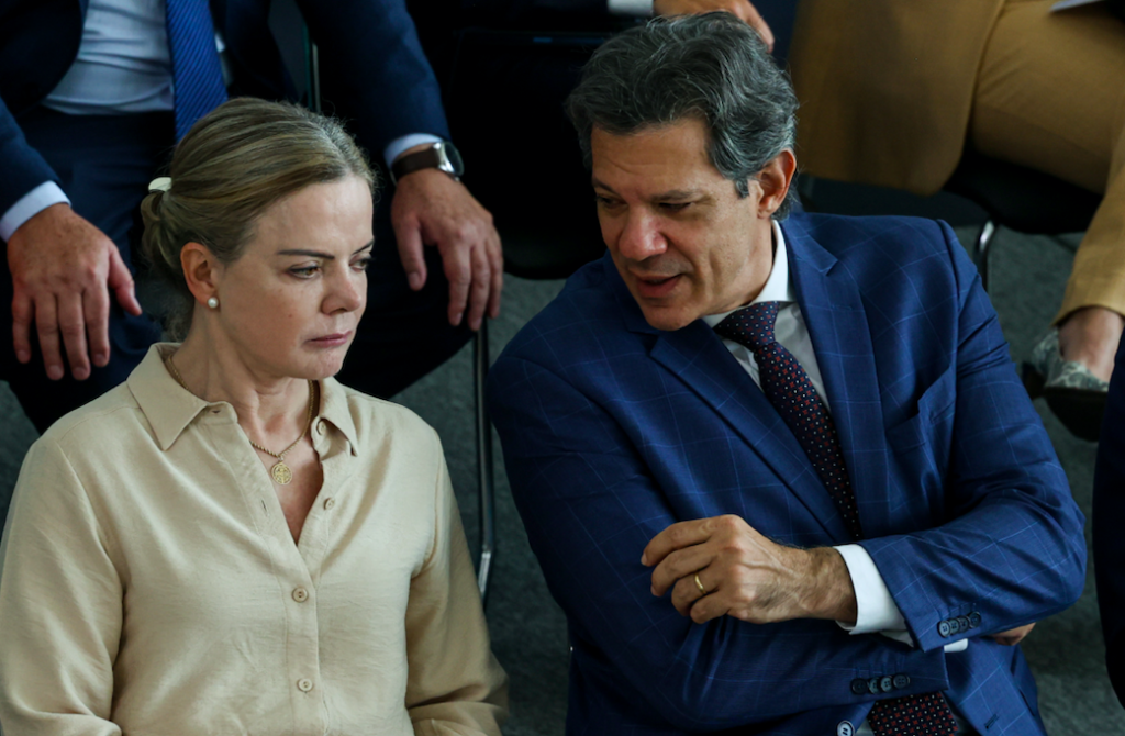Gleisi Hoffmann e Fernando Haddad