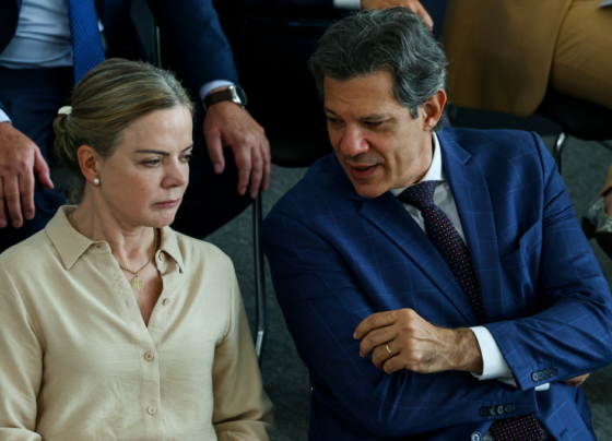 Gleisi Hoffmann e Fernando Haddad
