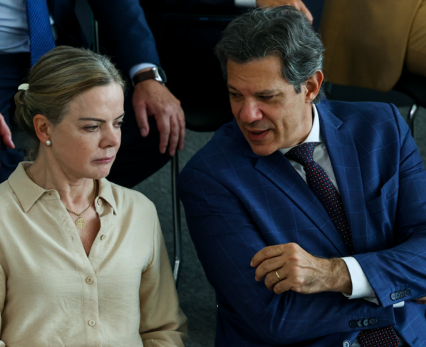 Gleisi Hoffmann e Fernando Haddad